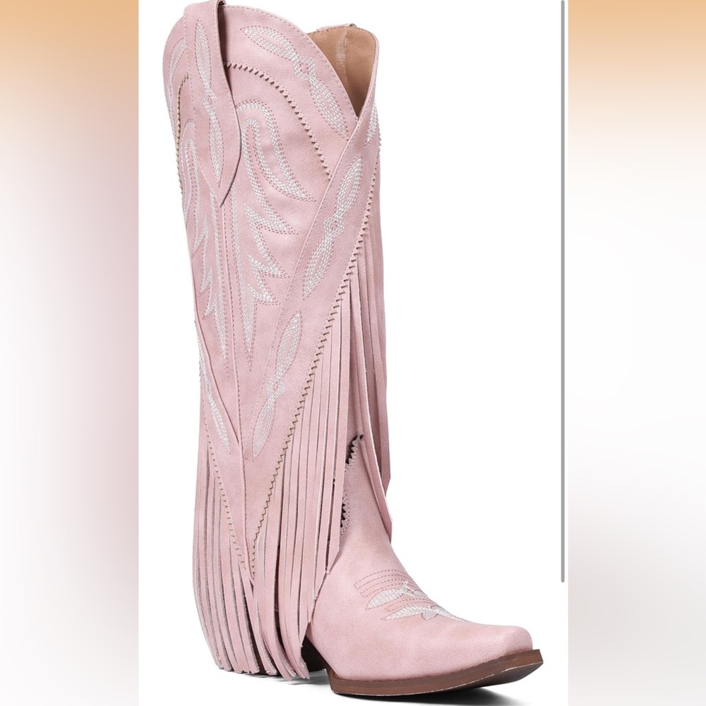 Pink Fringe Western Boots - Picture 5 of 8